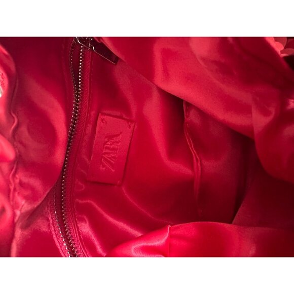 ZARA Red Sequined Hobo Small Lined Cocktail Bag - Picture 3 of 9